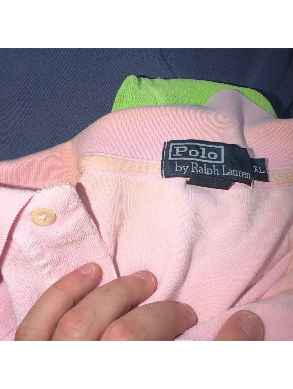 Polo Ralph Lauren Pink Terry Cloth Polo Mens XL Vtg y2k 90s Rare